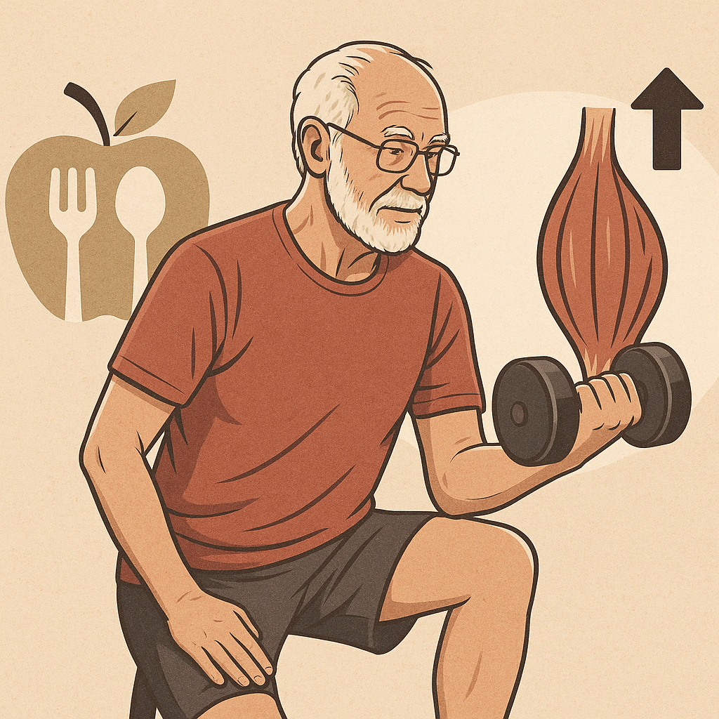 An active elderly individual performing resistance